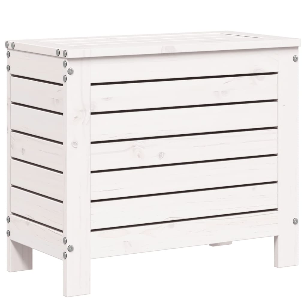 Repose-pied de jardin blanc 62x31,5x52 cm bois de pin massif