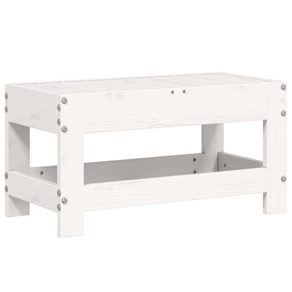 Repose-pied de jardin blanc 62x30x32 cm bois de pin massif