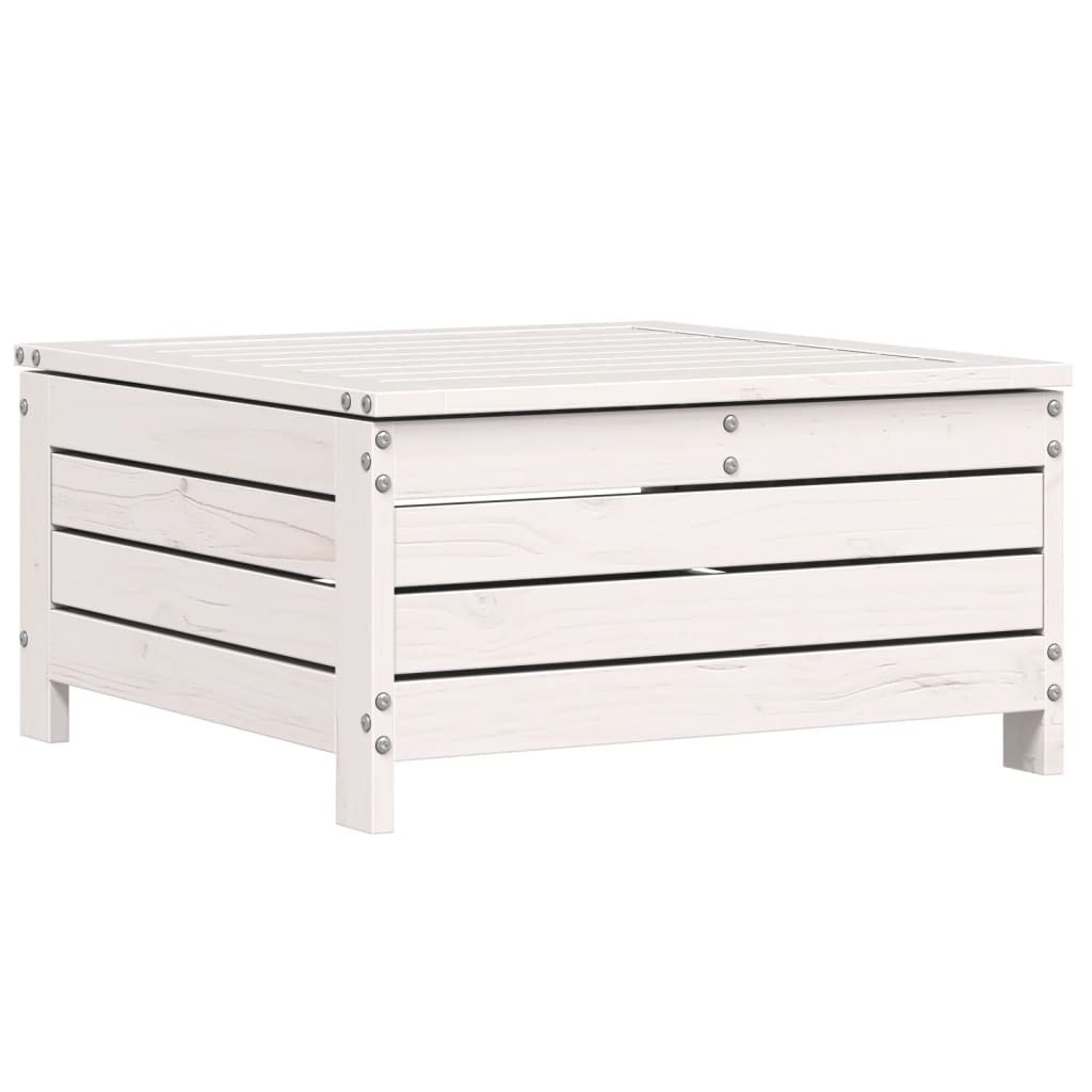 Repose-pied de jardin blanc 62x63,5x32 cm bois de pin massif