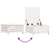 Repose-pied de jardin blanc 62x63,5x32 cm bois de pin massif