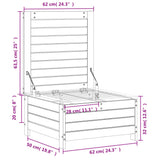 Repose-pied de jardin blanc 62x63,5x32 cm bois de pin massif