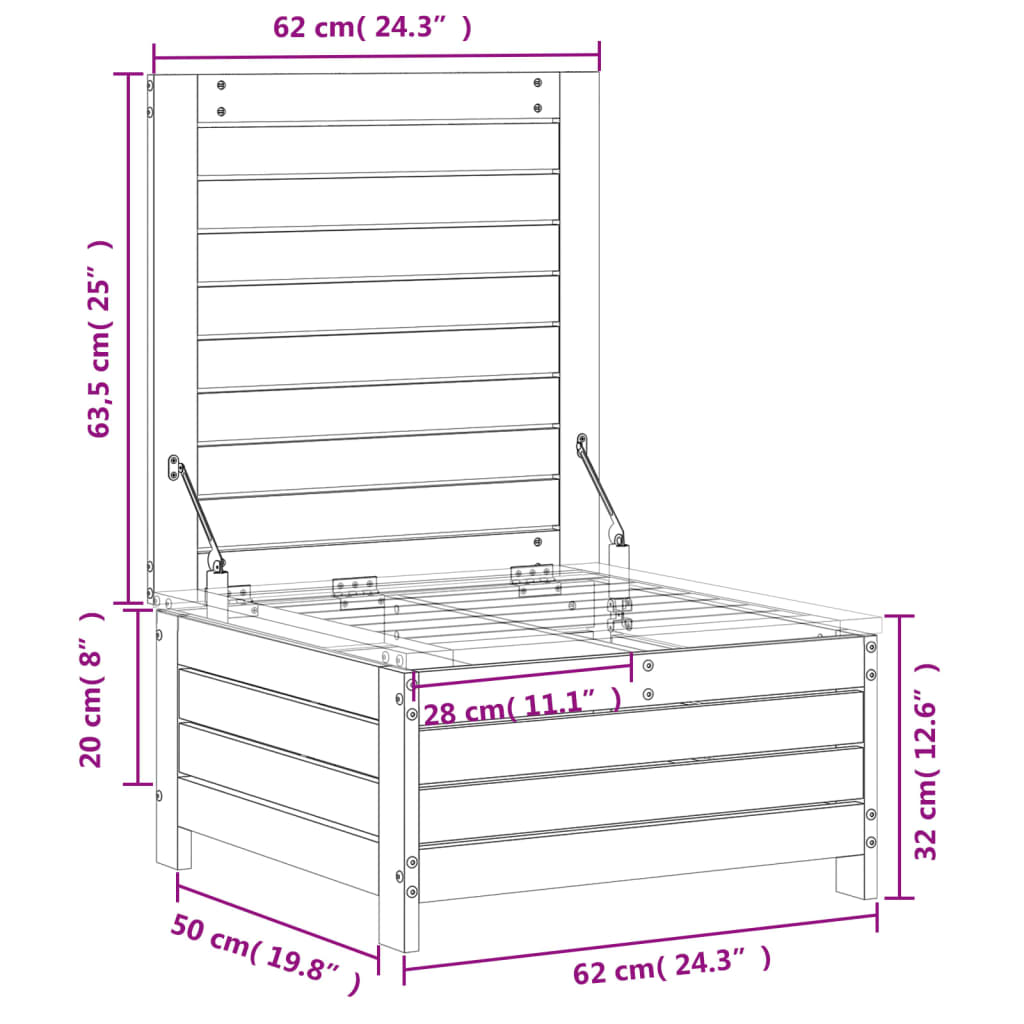 Repose-pied de jardin 62x63,5x32 cm bois massif de douglas