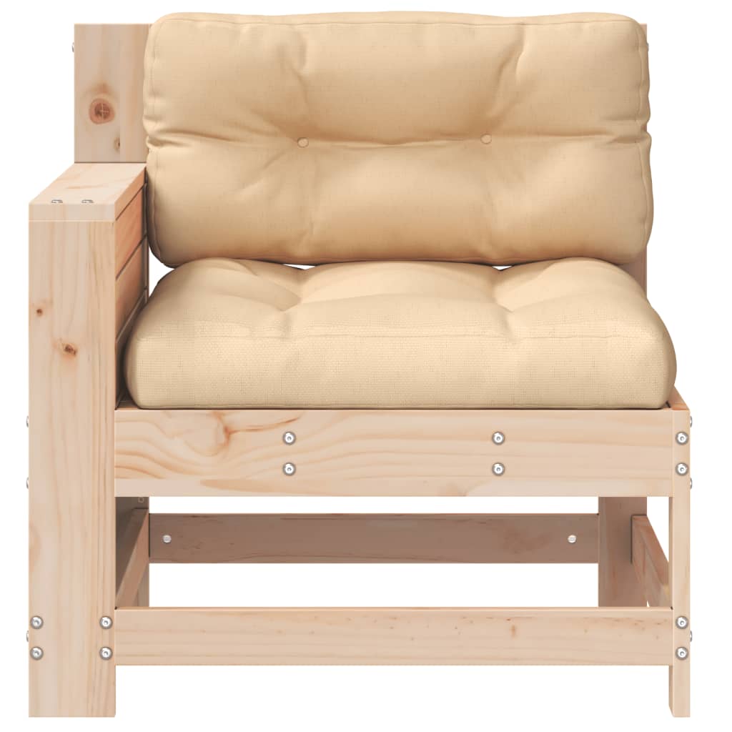 Garden sofa armrest with cushion solid pine wood