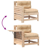 Garden sofa armrest with cushion solid pine wood