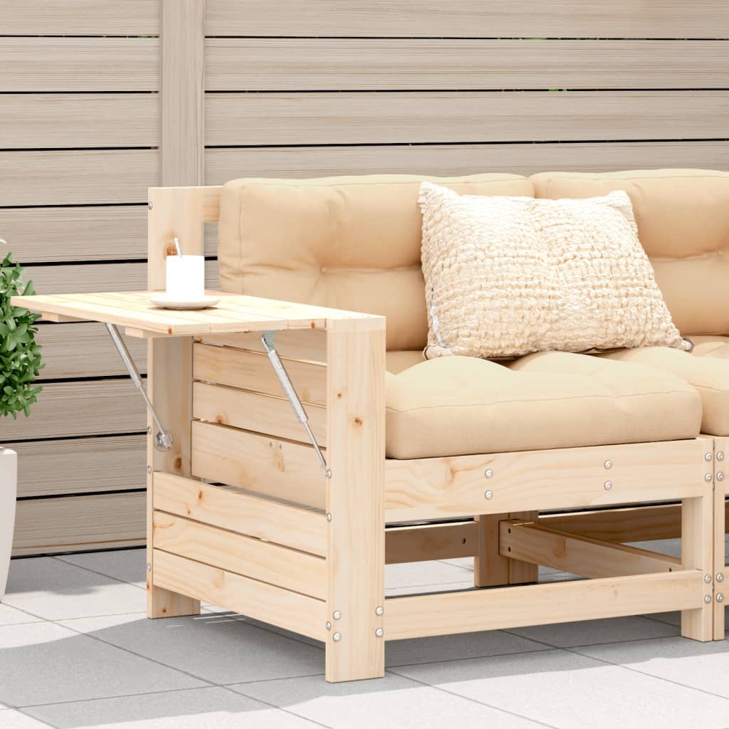 Garden sofa armrest with cushion solid pine wood