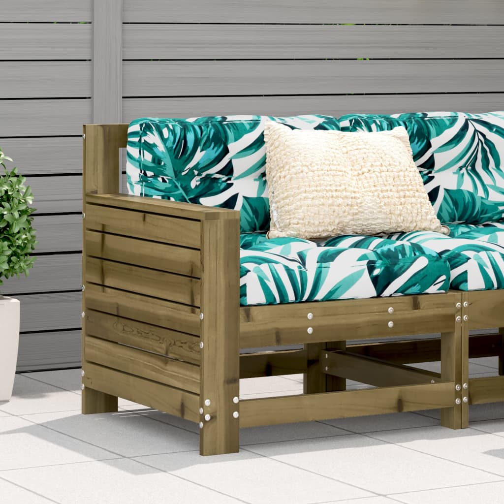 Garden sofa armrest with cushion impregnated pine wood