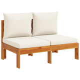 Garden sofa without armrests cushions 2 places acacia wood