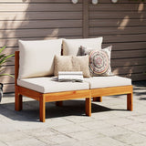 Garden sofa without armrests cushions 2 places acacia wood