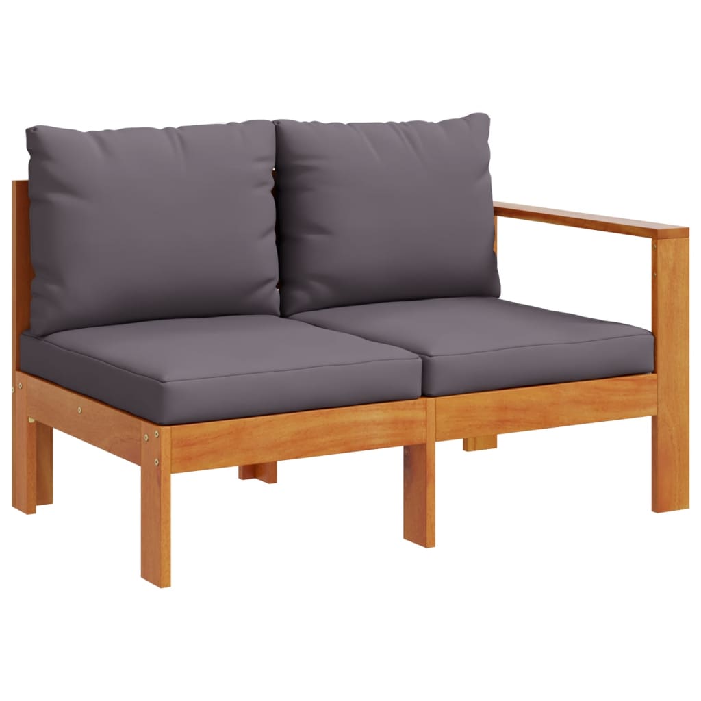 Gartensofa mit 1 Armlehne und 2 Plätzen aus massivem Akazienholz