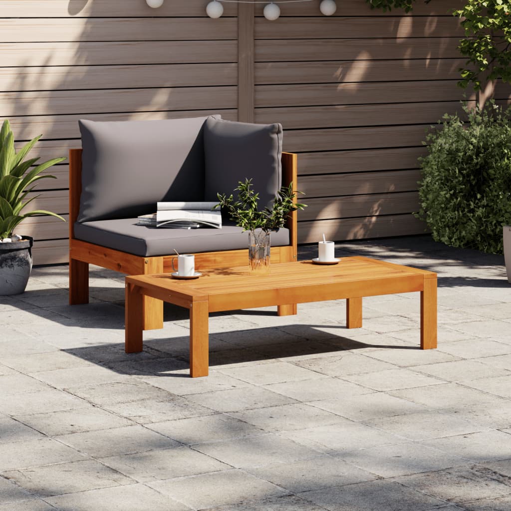 Salon de jardin avec coussins 2 pcs bois massif acacia