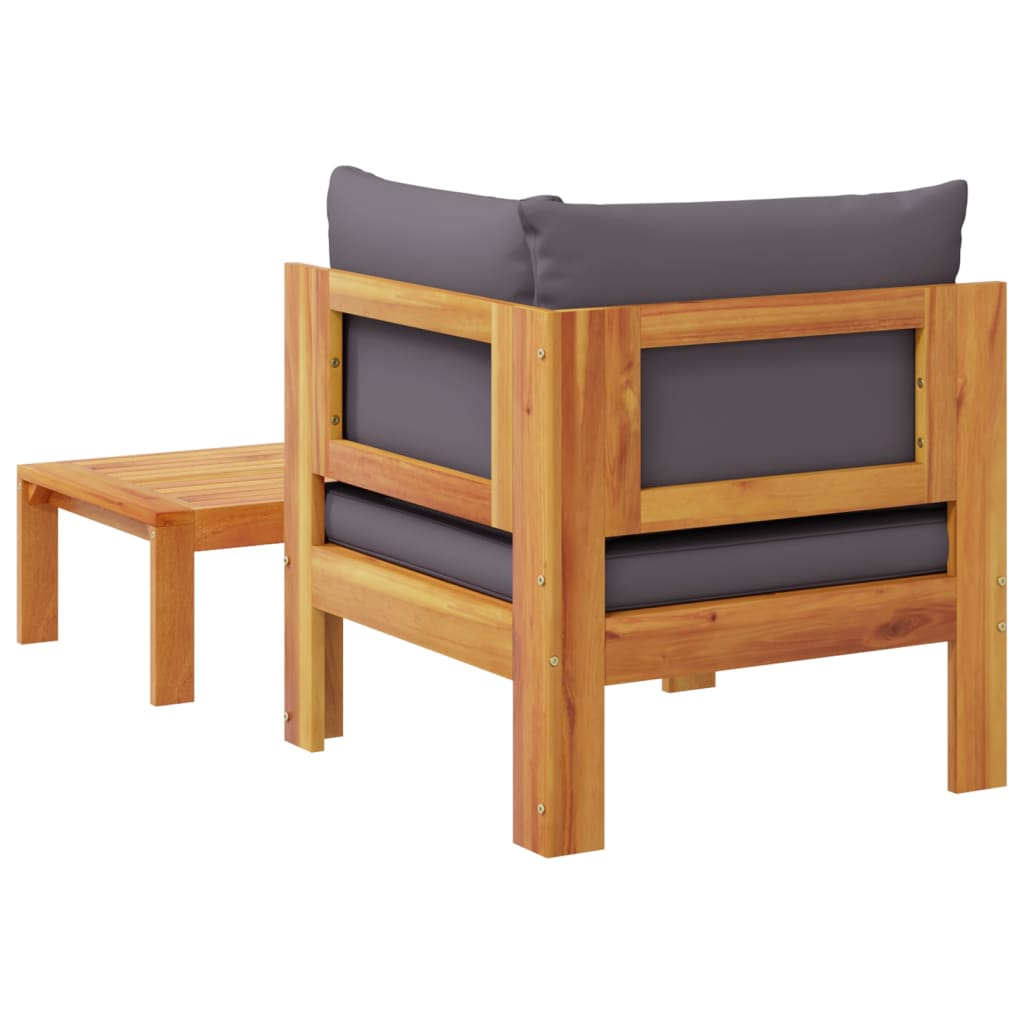 Salon de jardin avec coussins 2 pcs bois massif acacia