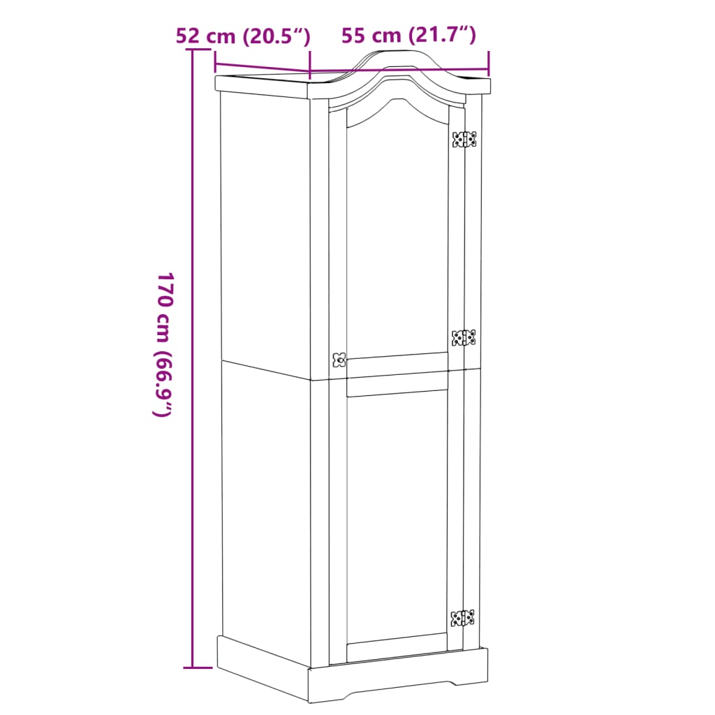 Garde-robe Corona 55x52x170 cm bois de pin massif