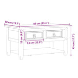 Table basse avec tiroirs Corona 85x50x45 cm bois de pin massif