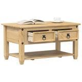 Table basse avec tiroirs Corona 85x50x45 cm bois de pin massif