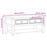 Table basse avec tiroirs Corona 100x48x45 cm bois de pin massif