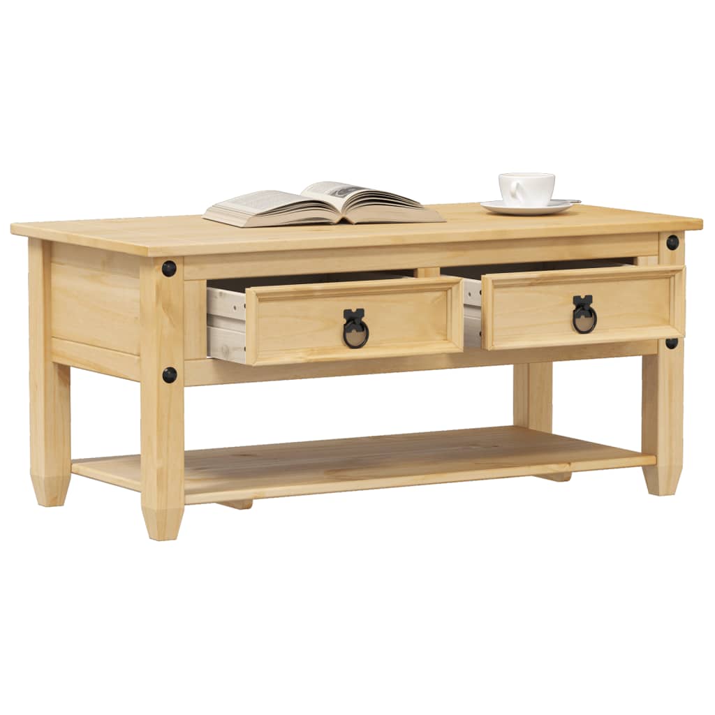 Table basse avec tiroirs Corona 100x48x45 cm bois de pin massif