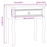 Table console Corona 73x35x73 cm bois de pin massif