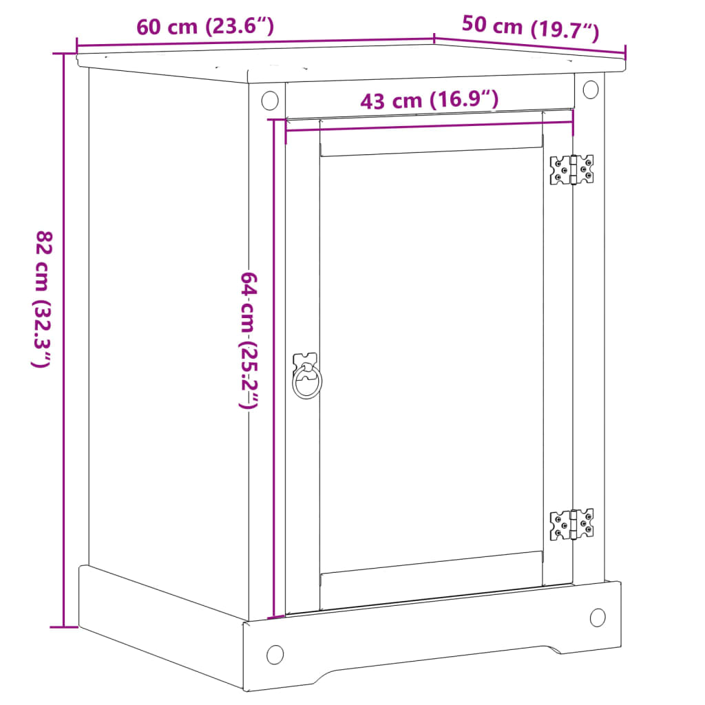 Meuble HiFi Corona 60x50x82 cm bois de pin massif