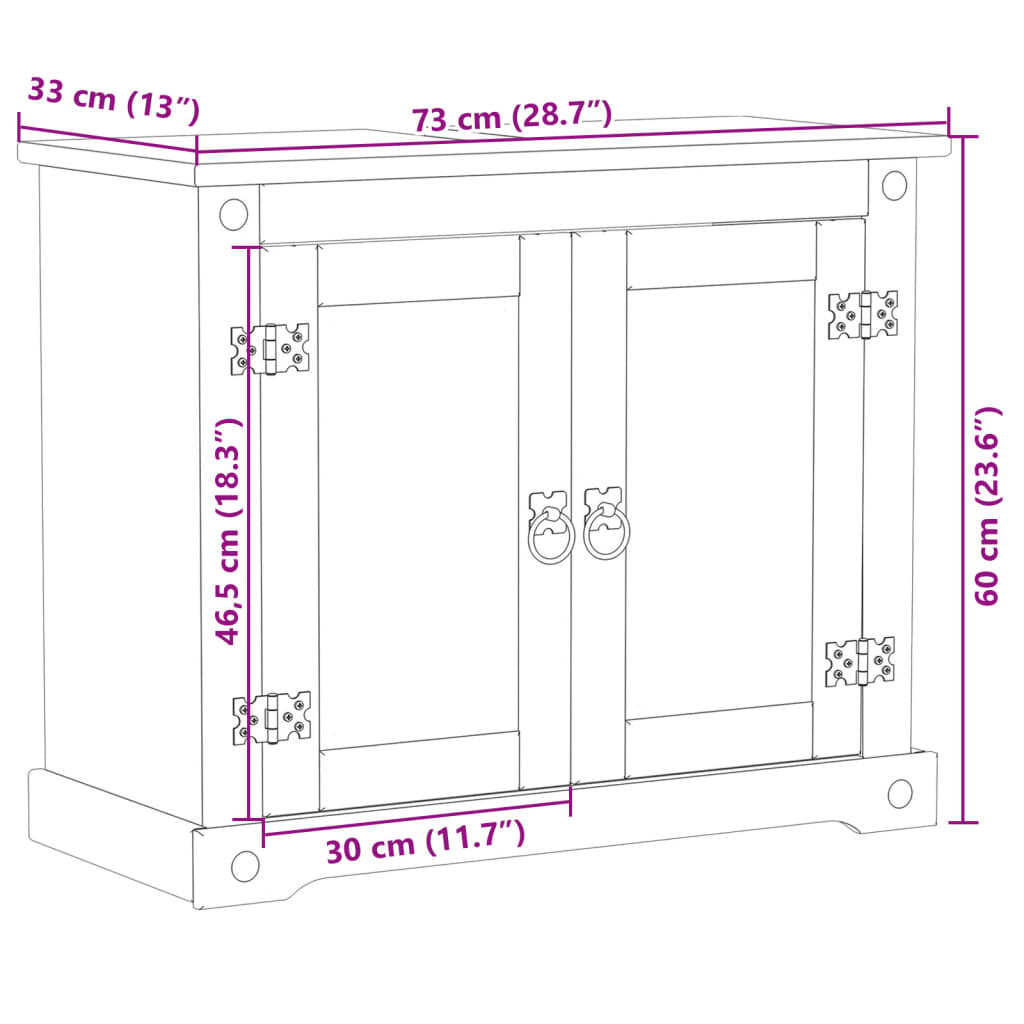 Armoire lavabo de salle de bain Corona bois de pin massif