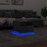 Table basse avec lumières LED gris béton 50x49x40 cm