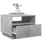 Table basse avec lumières LED gris béton 50x49x40 cm