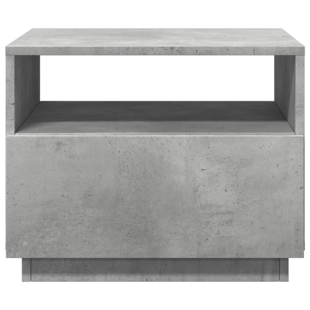 Table basse avec lumières LED gris béton 50x49x40 cm