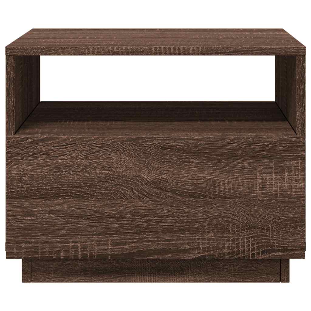 Table basse avec lumières LED chêne marron 50x49x40 cm