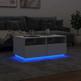 Table basse avec lumières LED blanc 90x49x40 cm