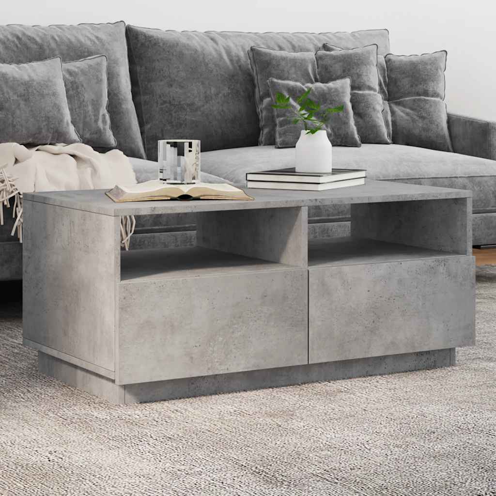 Couchtisch mit betongrauen LED-Leuchten 90x49x40 cm