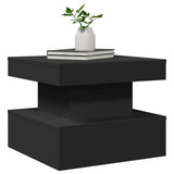 Coffee table with LED lights black 50x50x40 cm