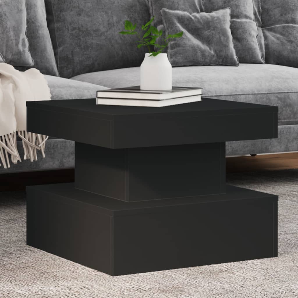 Coffee table with LED lights black 50x50x40 cm