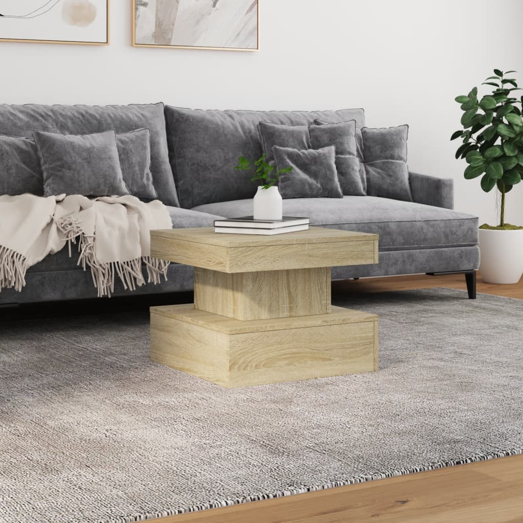 Coffee table with LED lights sonoma oak 50x50x40 cm