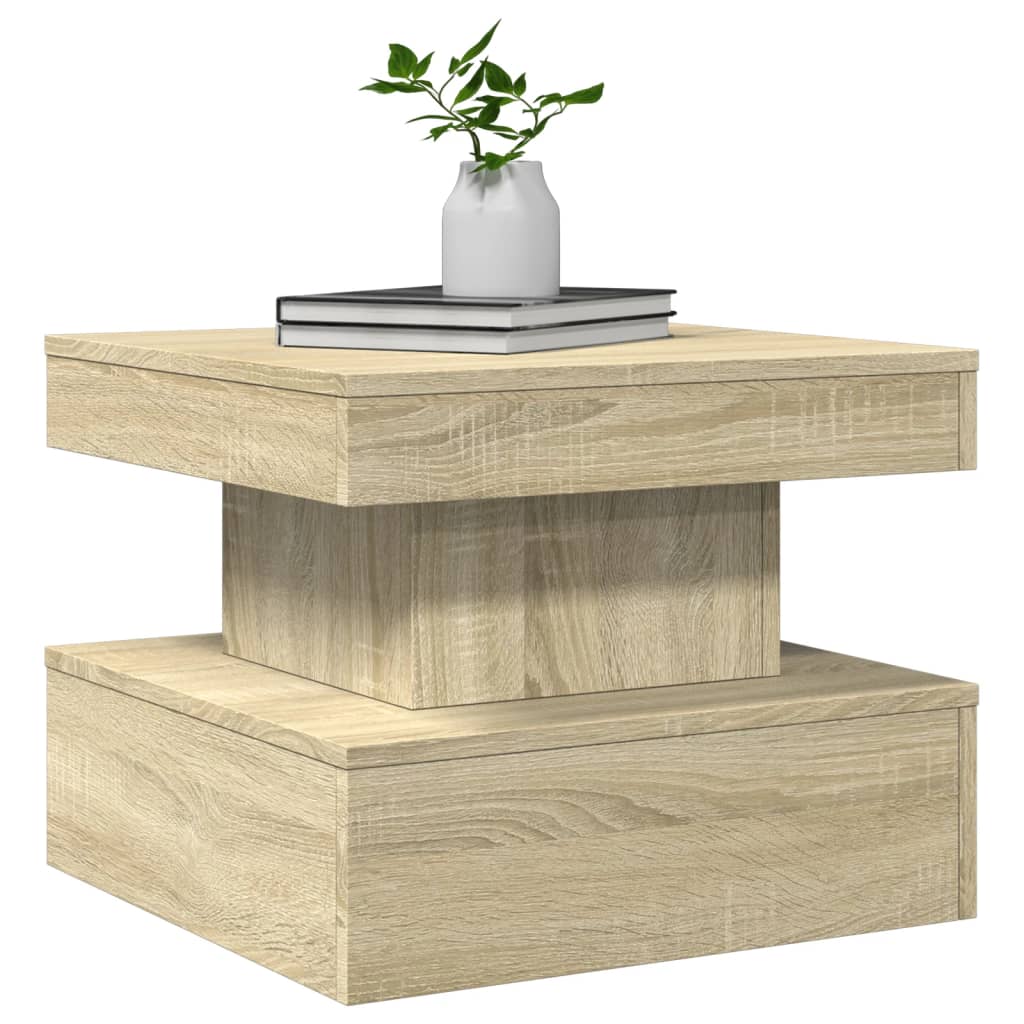 Coffee table with LED lights sonoma oak 50x50x40 cm