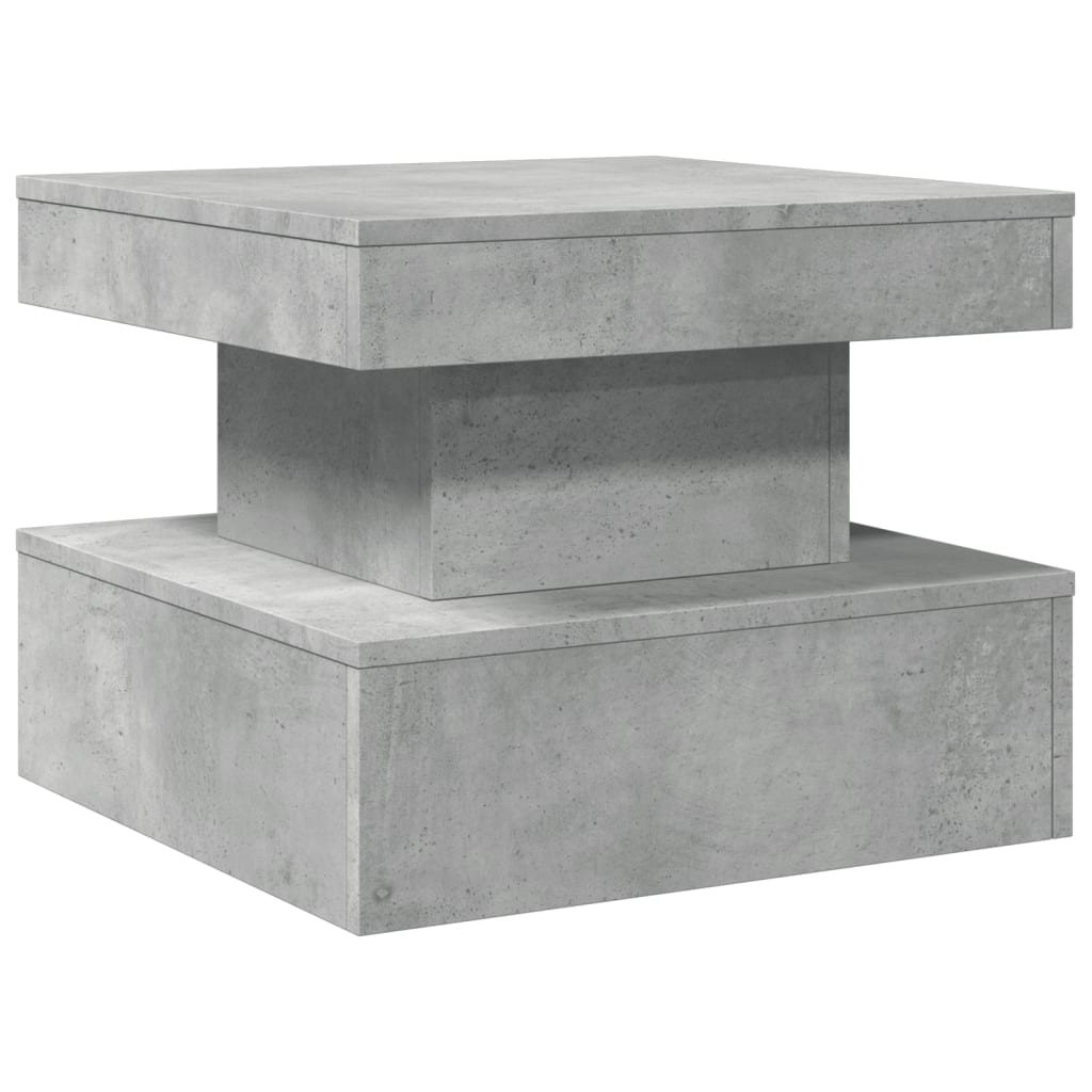 Coffee table with LED lights concrete gray 50x50x40 cm