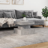 Coffee table with LED lights concrete gray 50x50x40 cm