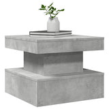 Coffee table with LED lights concrete gray 50x50x40 cm