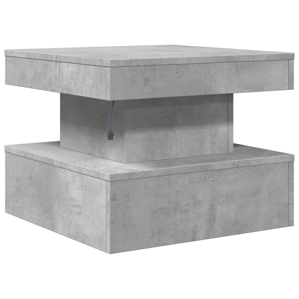 Coffee table with LED lights concrete gray 50x50x40 cm