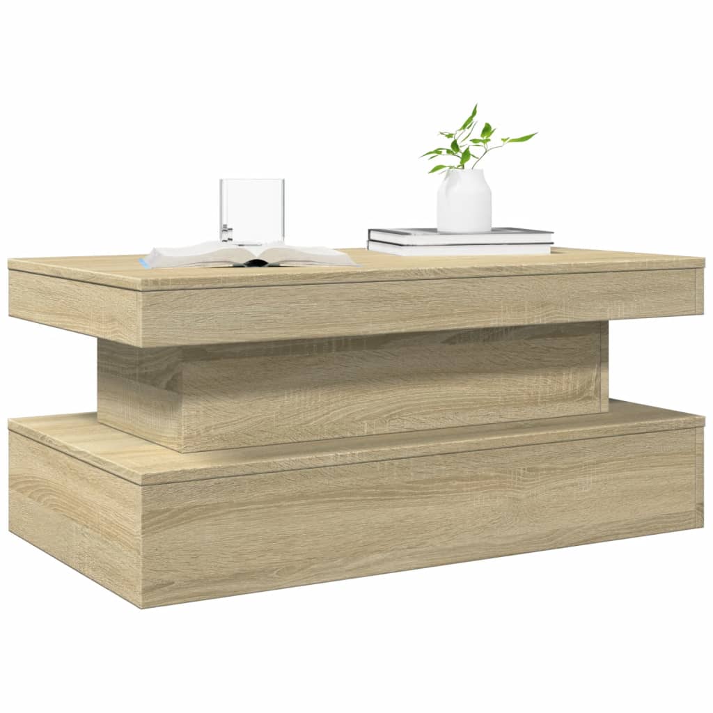 Table basse avec lumières LED chêne sonoma 90x50x40 cm