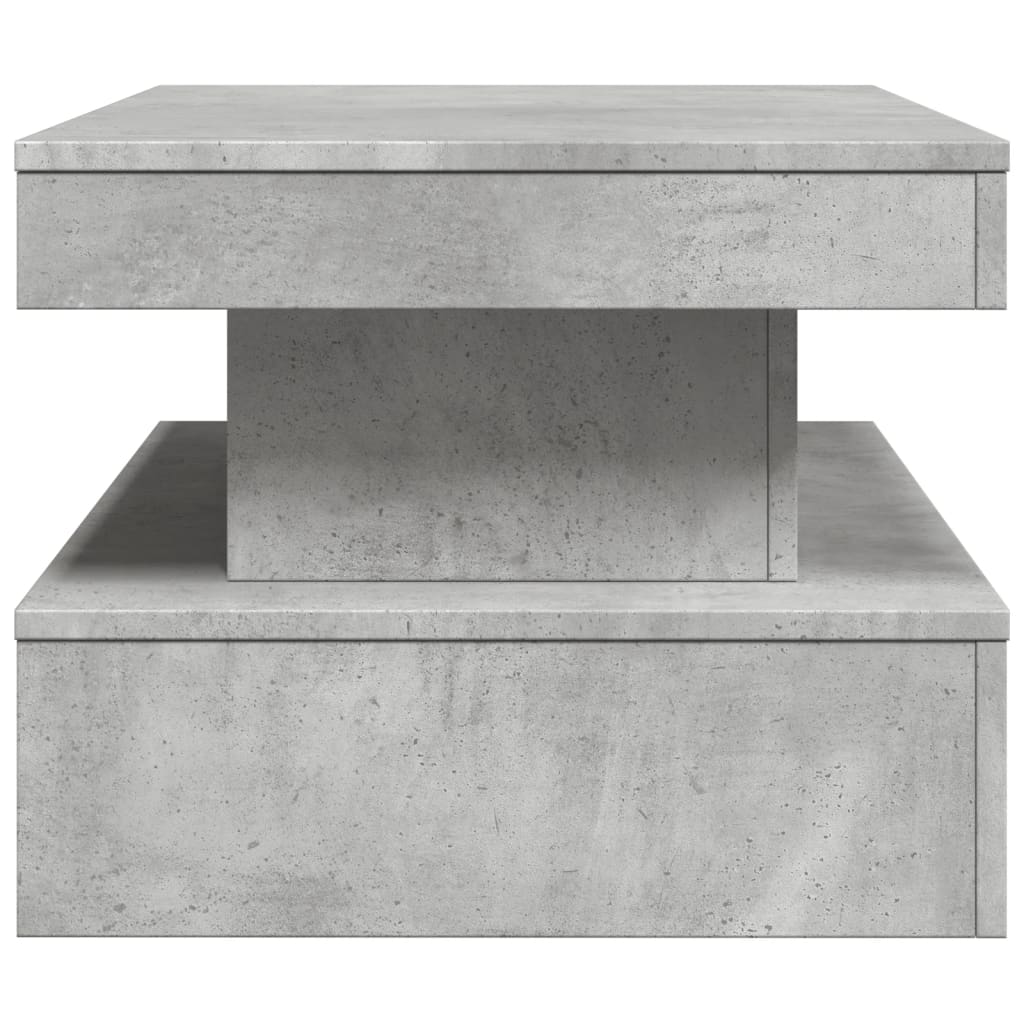 Table basse avec lumières LED gris béton 90x50x40 cm