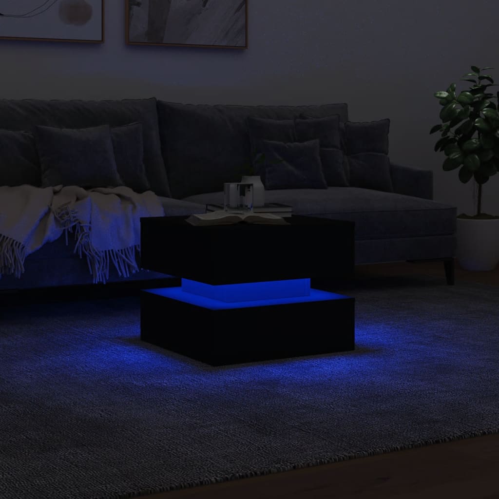 Couchtisch mit schwarzen LED-Leuchten 50x50x40 cm