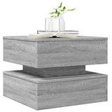 Table basse avec lumières LED sonoma gris 50x50x40 cm