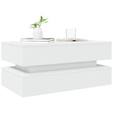 Table basse avec lumières LED blanc 90x50x40 cm