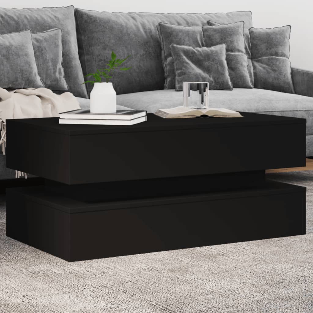 Couchtisch mit schwarzen LED-Leuchten 90x50x40 cm