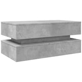 Coffee table with LED lights concrete gray 90x50x40 cm