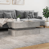 Coffee table with LED lights concrete gray 90x50x40 cm