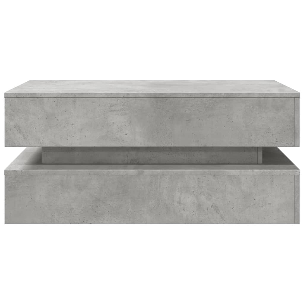 Table basse avec lumières LED gris béton 90x50x40 cm