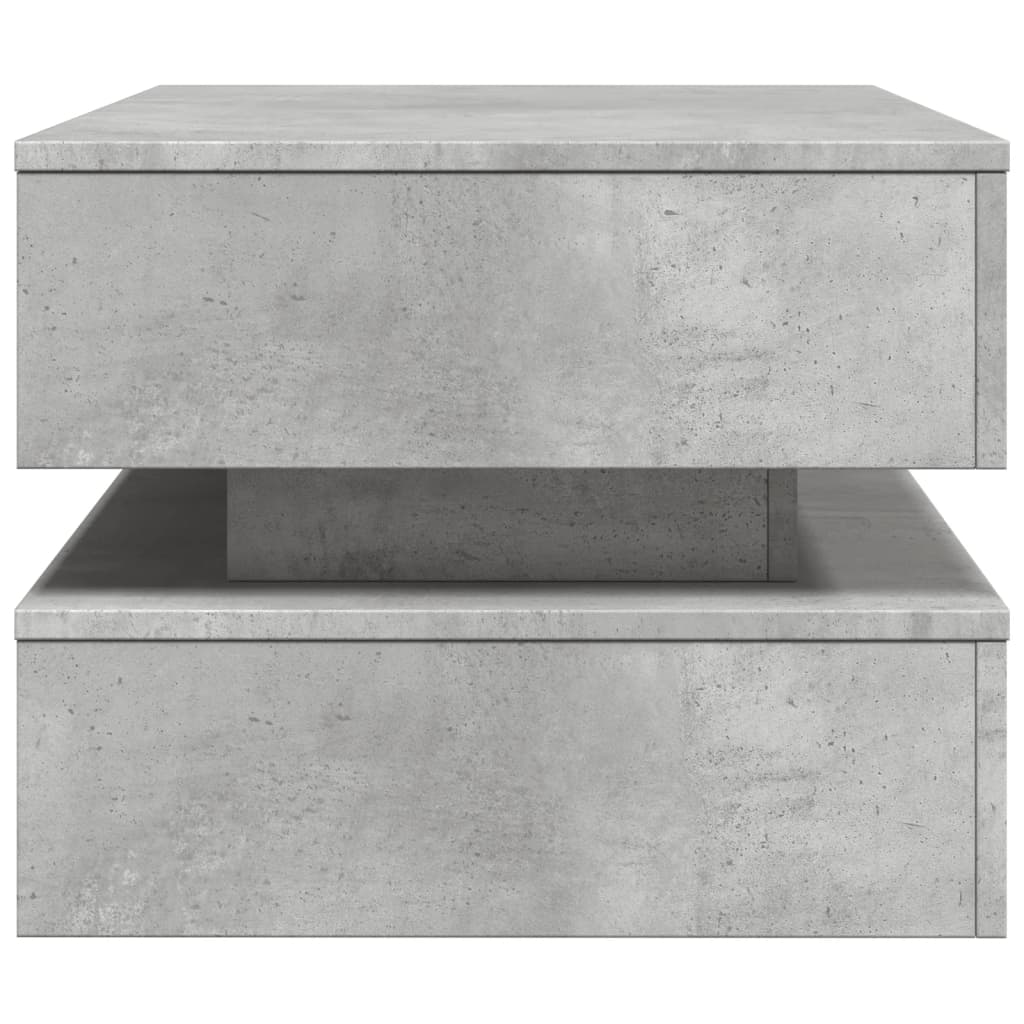 Coffee table with LED lights concrete gray 90x50x40 cm