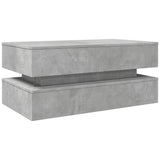 Coffee table with LED lights concrete gray 90x50x40 cm