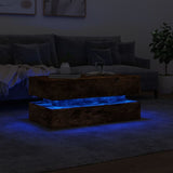 Table basse avec lumières LED chêne fumé 90x50x40 cm