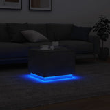 Table basse avec lumières LED gris béton 50x50x40 cm